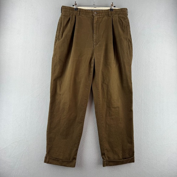 Polo Ralph Lauren Other - Vintage Polo Ralph Lauren Pants Mens 36x30 (Fits 35x29) Brown Pleated Cotton